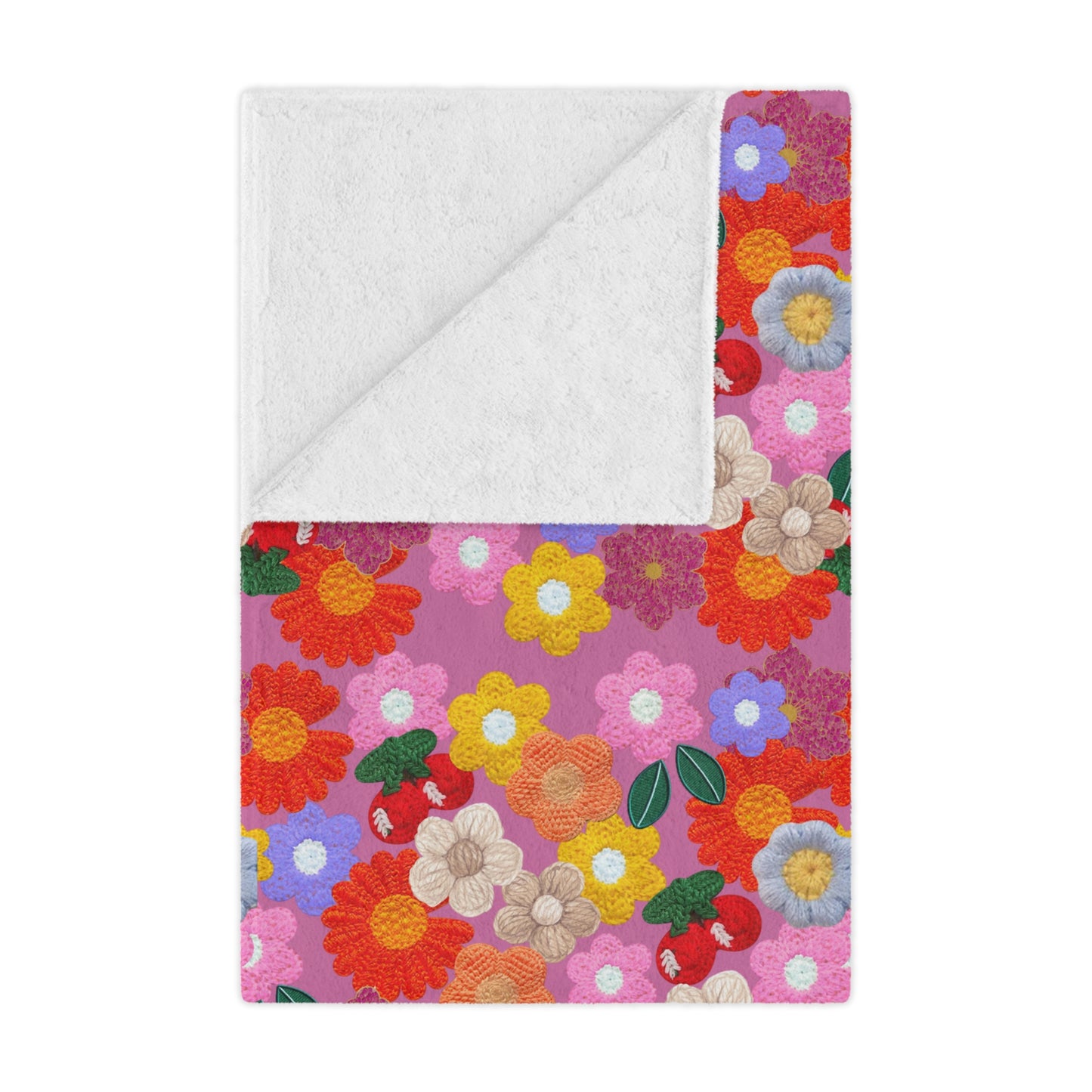 Floral Fiesta Minky Blanket — Bright Retro Flower Pattern, Cozy Throw for Living Room & Kids