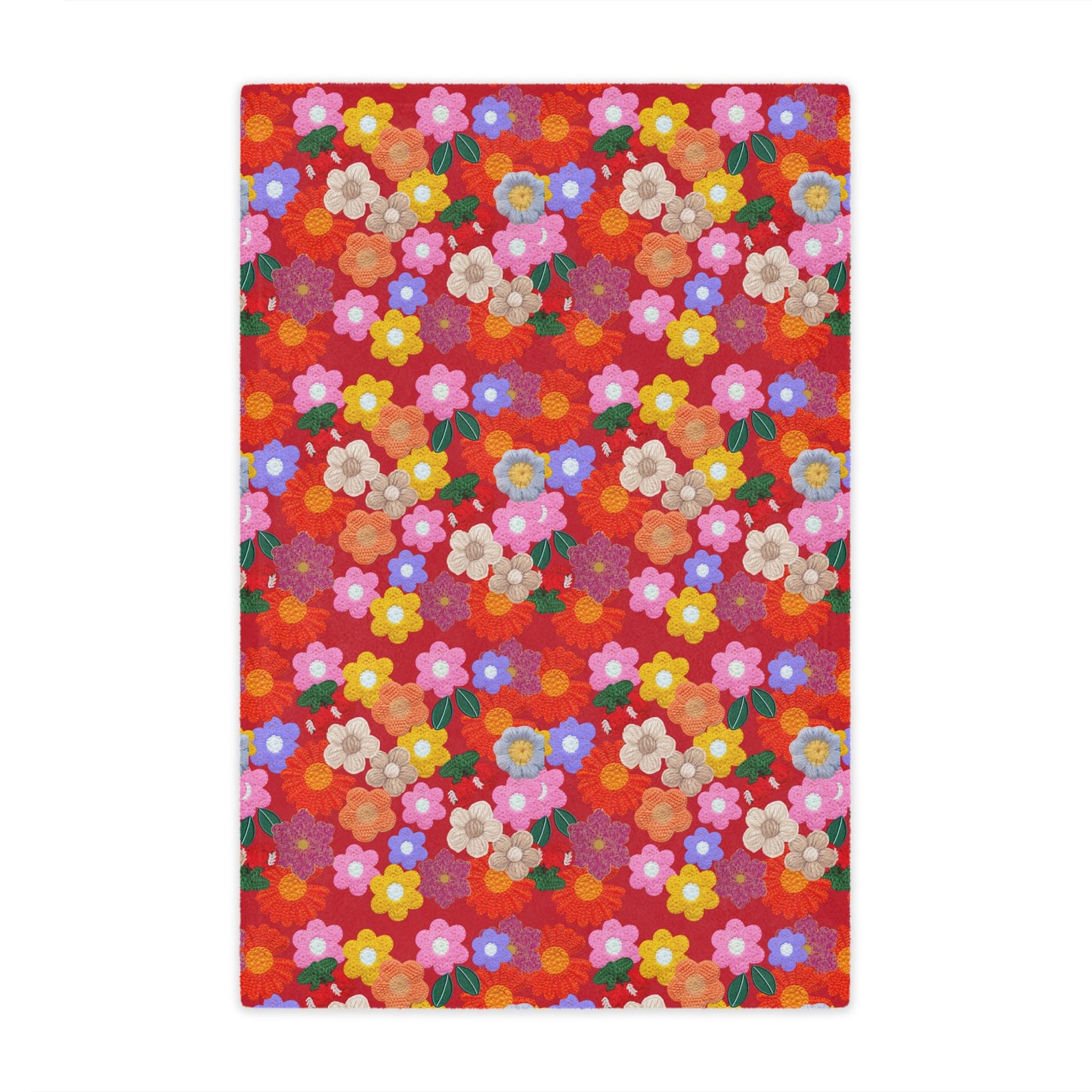 Floral Fiesta Minky Blanket — Bright Retro Flower Pattern, Cozy Throw for Living Room & Kids