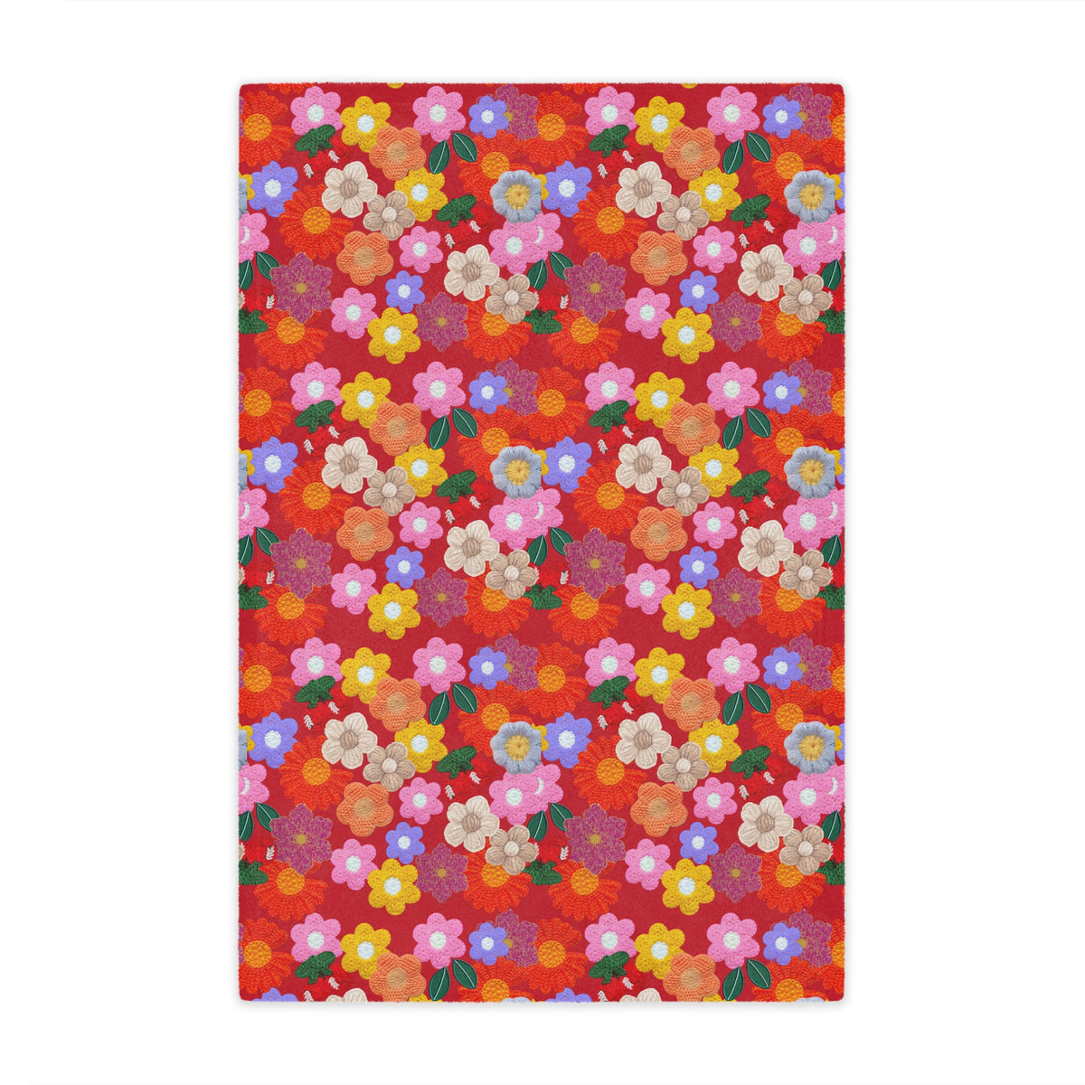 Floral Fiesta Minky Blanket — Bright Retro Flower Pattern, Cozy Throw for Living Room & Kids Printify