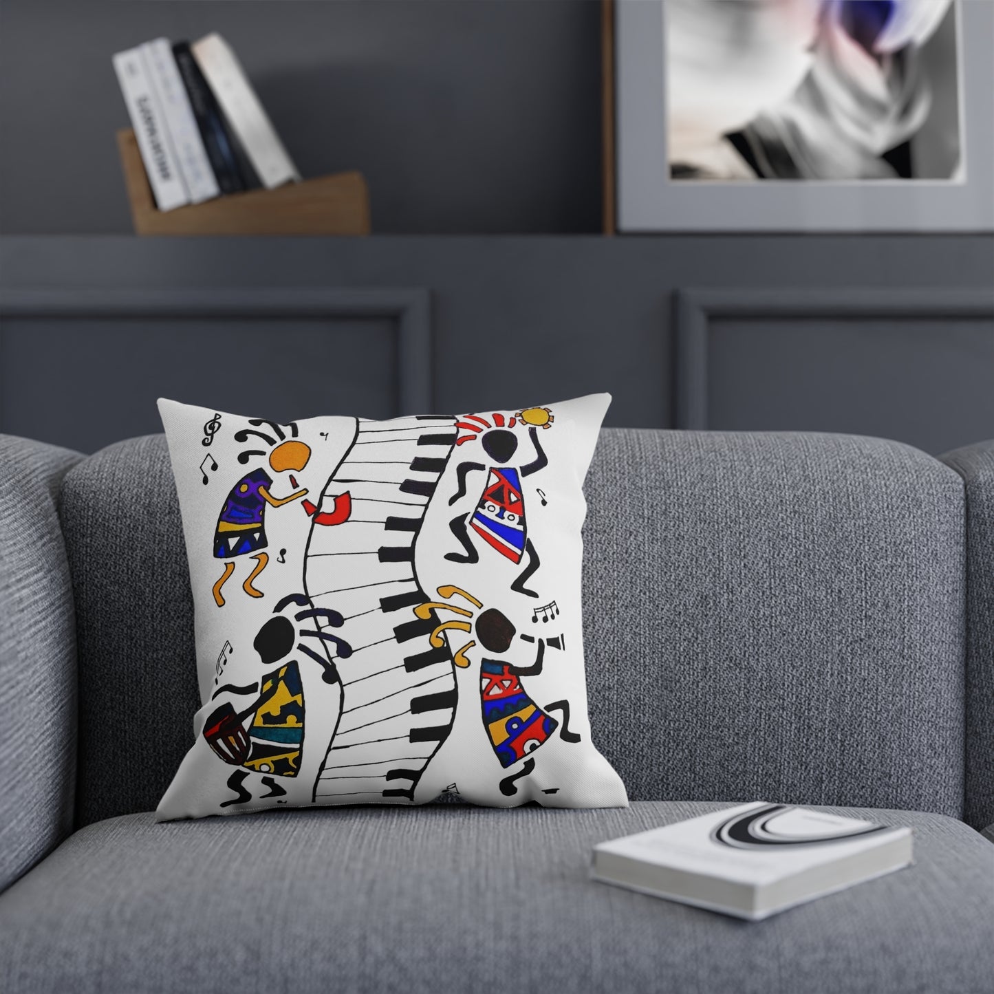 Musical Vibrations Cushion - Colorful Art for Home Decor
