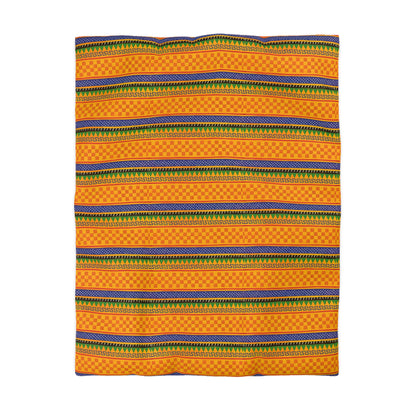 Striped Tribal Pattern Duvet Cover — Boho Orange Microfiber Bedding