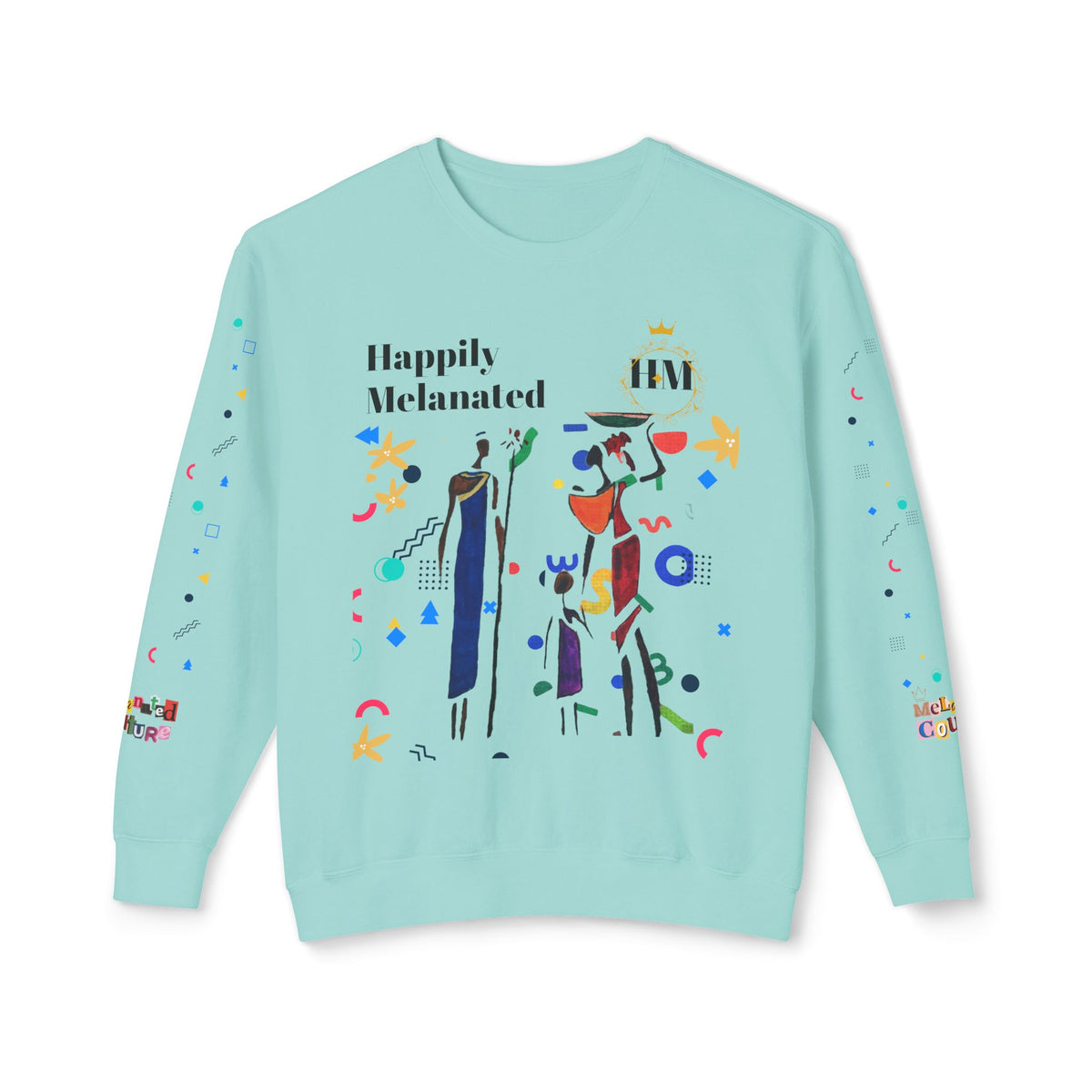 Bold Ethnic Unisex Light Weight Crewneck, Hand-drawn Tribal Family Doodle Design Printify