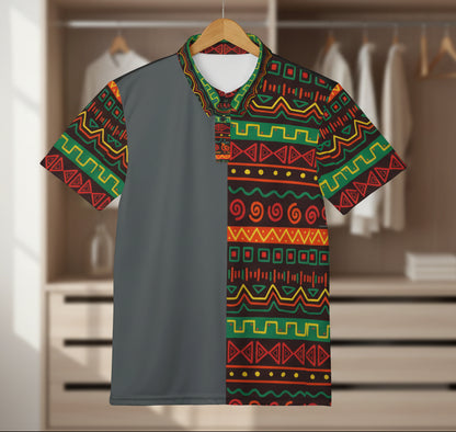 African Print Polo Shirt — Bold Kente-Inspired Pattern