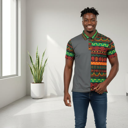 African Print Polo Shirt — Bold Kente-Inspired Pattern