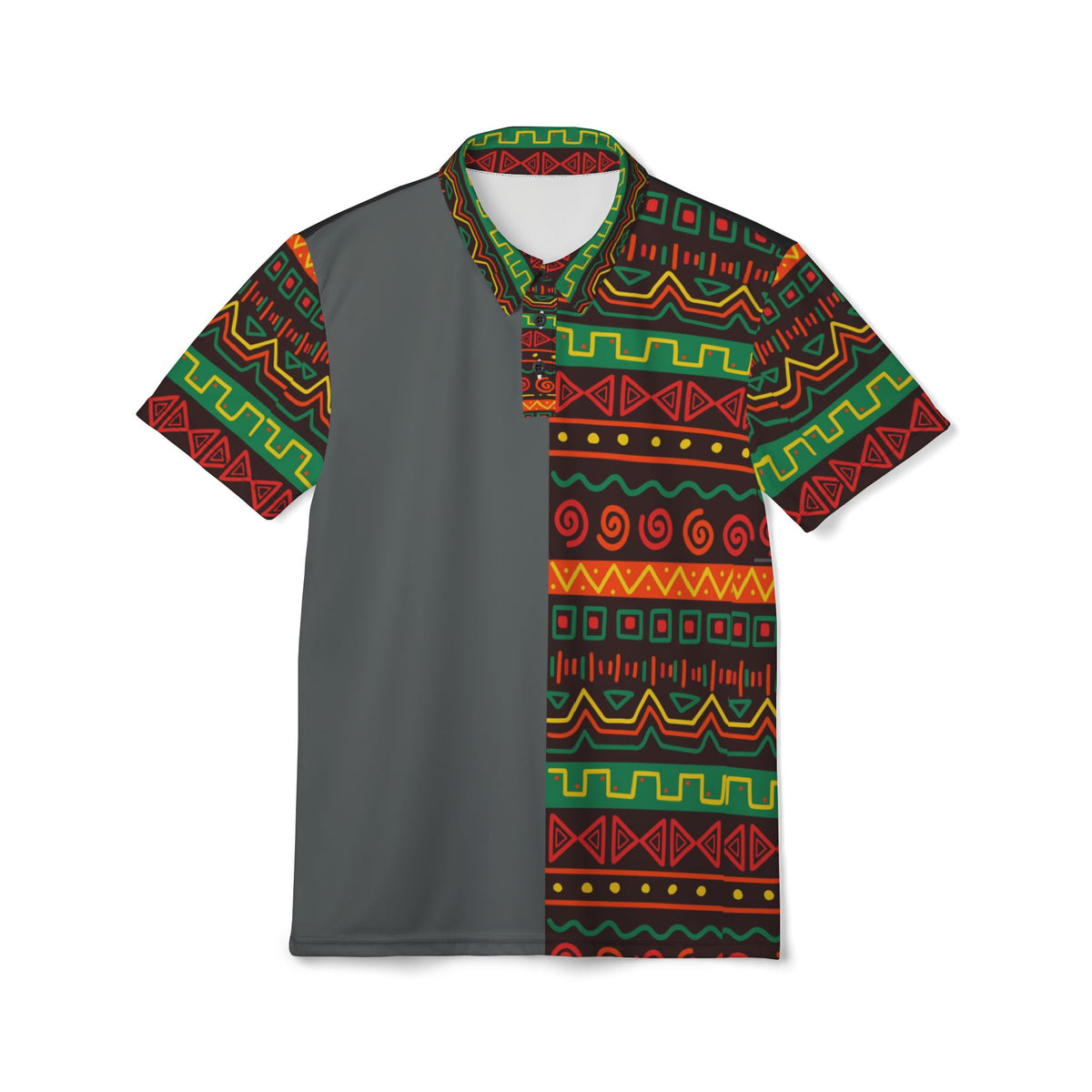 African Print Polo Shirt — Bold Kente-Inspired Pattern Printify