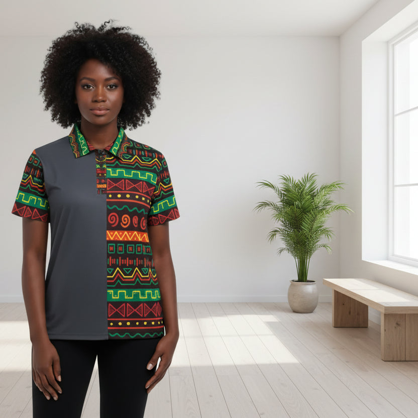 African Print Polo Shirt — Bold Kente-Inspired Pattern