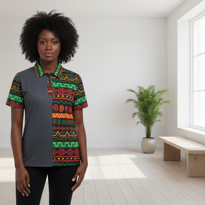 African Print Polo Shirt — Bold Kente-Inspired Pattern