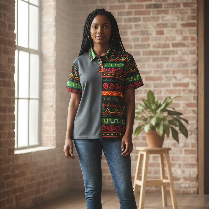 African Print Polo Shirt — Bold Kente-Inspired Pattern Printify