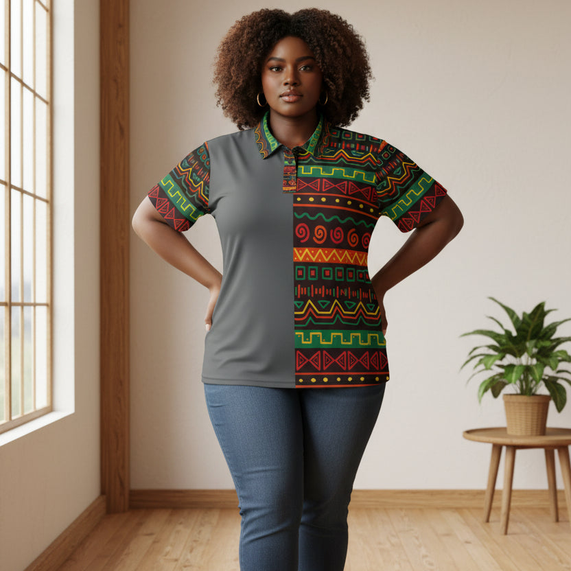 African Print Polo Shirt — Bold Kente-Inspired Pattern Printify