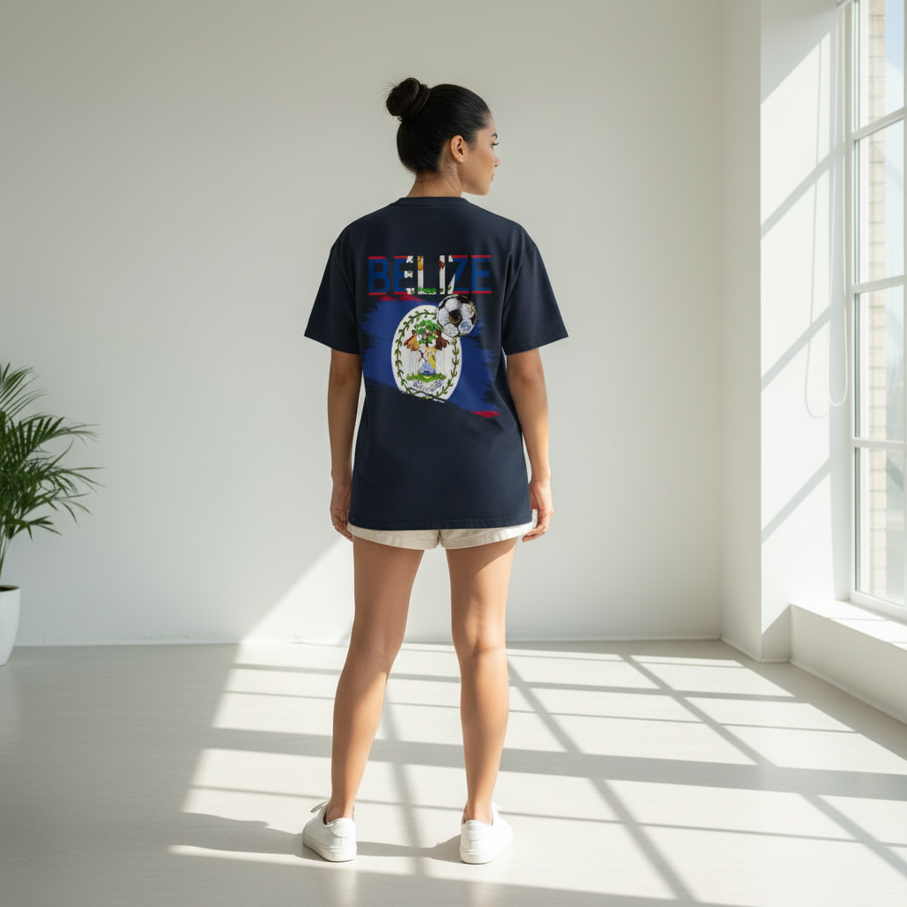 Belize Flag Themed Graphic Unisex  Vintage Wash Cotton T-Shirt