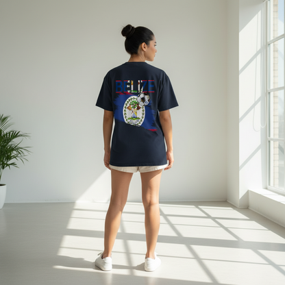 Belize Flag Themed Graphic Unisex  Vintage Wash Cotton T-Shirt