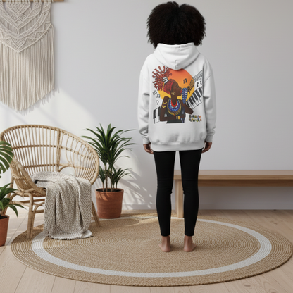 Jazz Singer Art Hoodie, Snow Wash Fleece Oversize Unisex Hoodie