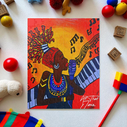 Colorful Jazz Singer Puzzle - Multiple Sizes- Artistic Jigsaw for Music Lovers