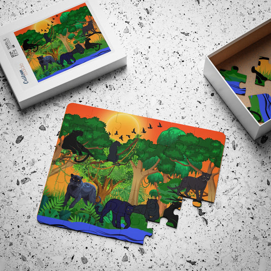 Panther Animals in Jungle Kids Puzzle, 30-Piece - Fun Educational Activity for Children