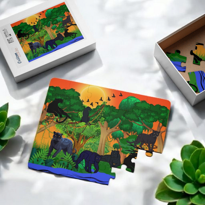 Panther Animals in Jungle Kids Puzzle, 30-Piece - Fun Educational Activity for Children