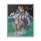 Knight and Dragon Fantasy Art, Framed Matte Canvas Printify