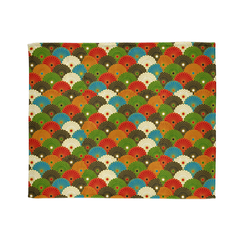 Retro Fan Pattern Polyester Blanket — Colorful Geometric Throw for Living Room & Gift Printify