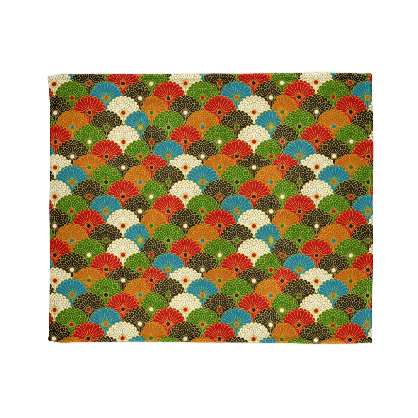 Retro Fan Pattern Polyester Blanket — Colorful Geometric Throw for Living Room & Gift