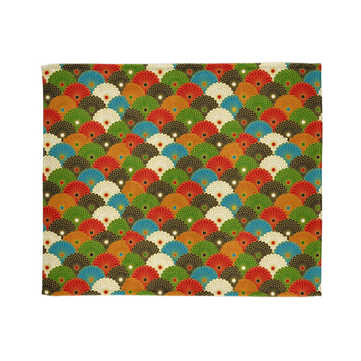 Retro Fan Pattern Polyester Blanket — Colorful Geometric Throw for Living Room & Gift Printify