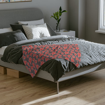 Red Cloud Swirl Velveteen Blanket — Plush Microfiber Throw