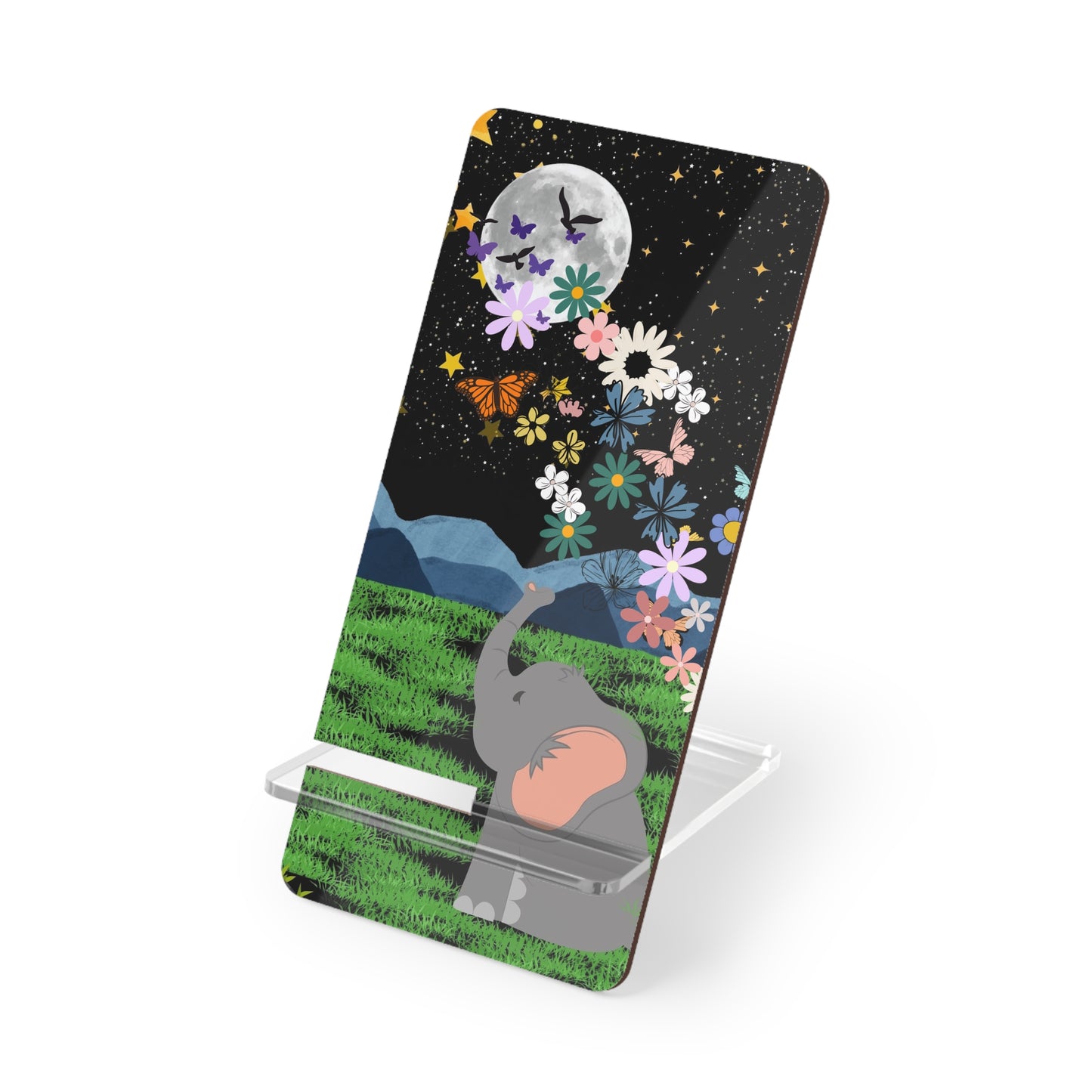 Elephant Floral Celestial Smartphone Stand - Aesthetic Mobile Display for Home or Office