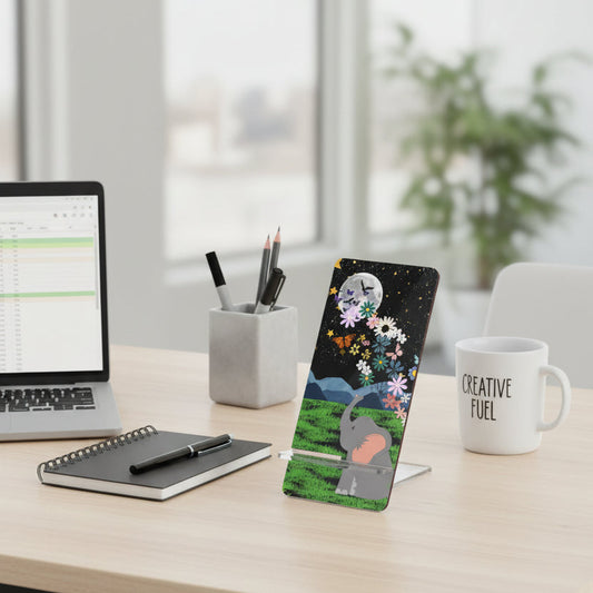 Elephant Floral Celestial Smartphone Stand - Aesthetic Mobile Display for Home or Office