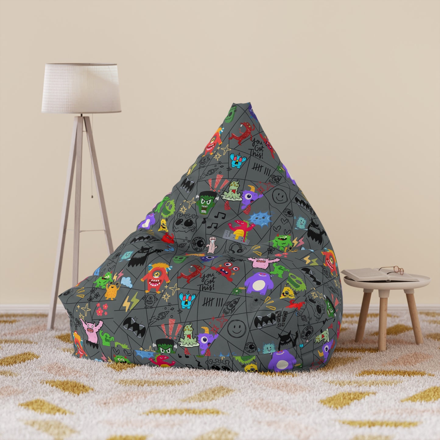 Kids' Fun Bean Bag Chair Cover - Playful Monsters, Cozy Seating for Sofas, Playrooms, or Nurseries, Kids' Rooms, Party Decor