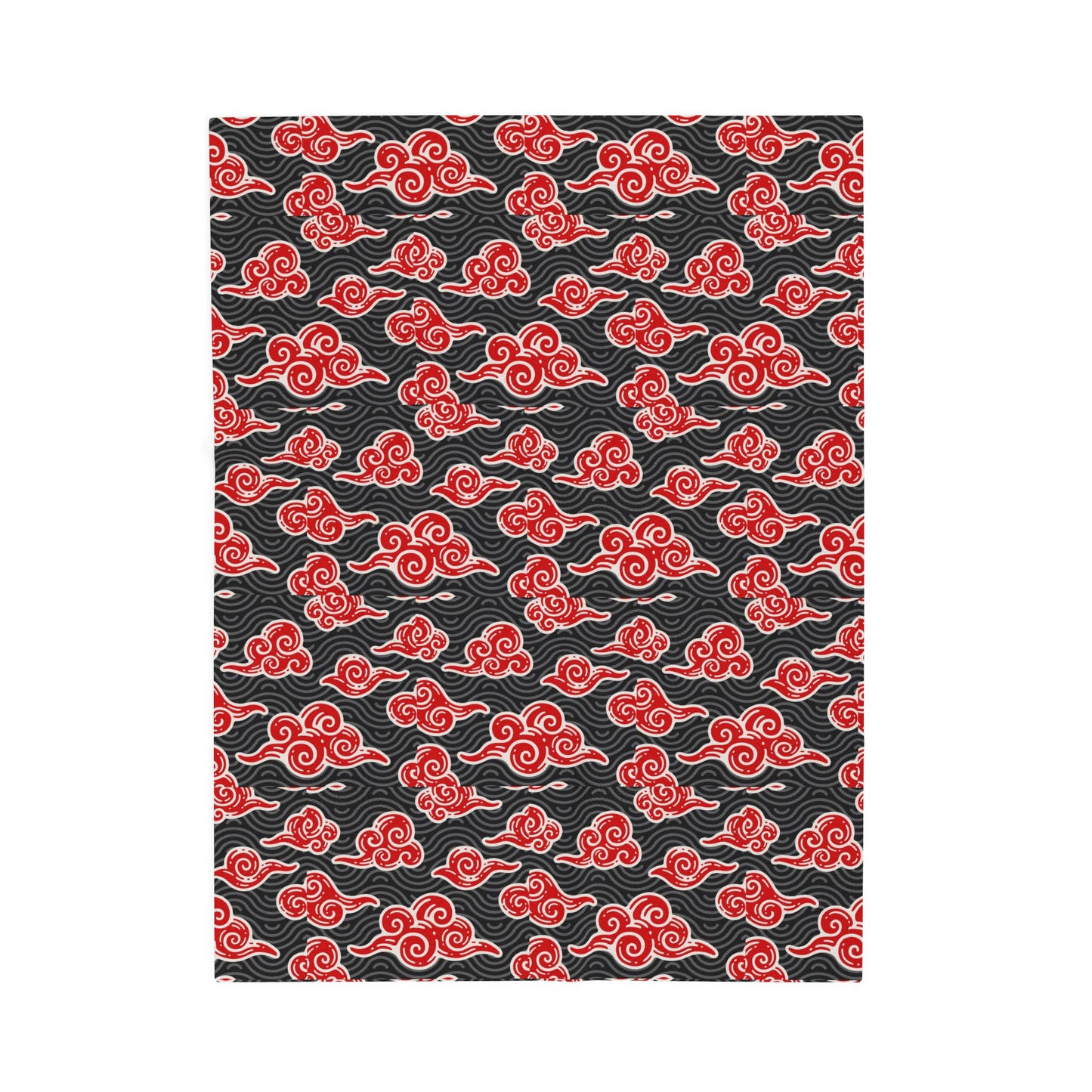 Akatsuki Cloud Pattern Velveteen Plush Blanket — Japanese Anime Inspired Red Cloud Throw