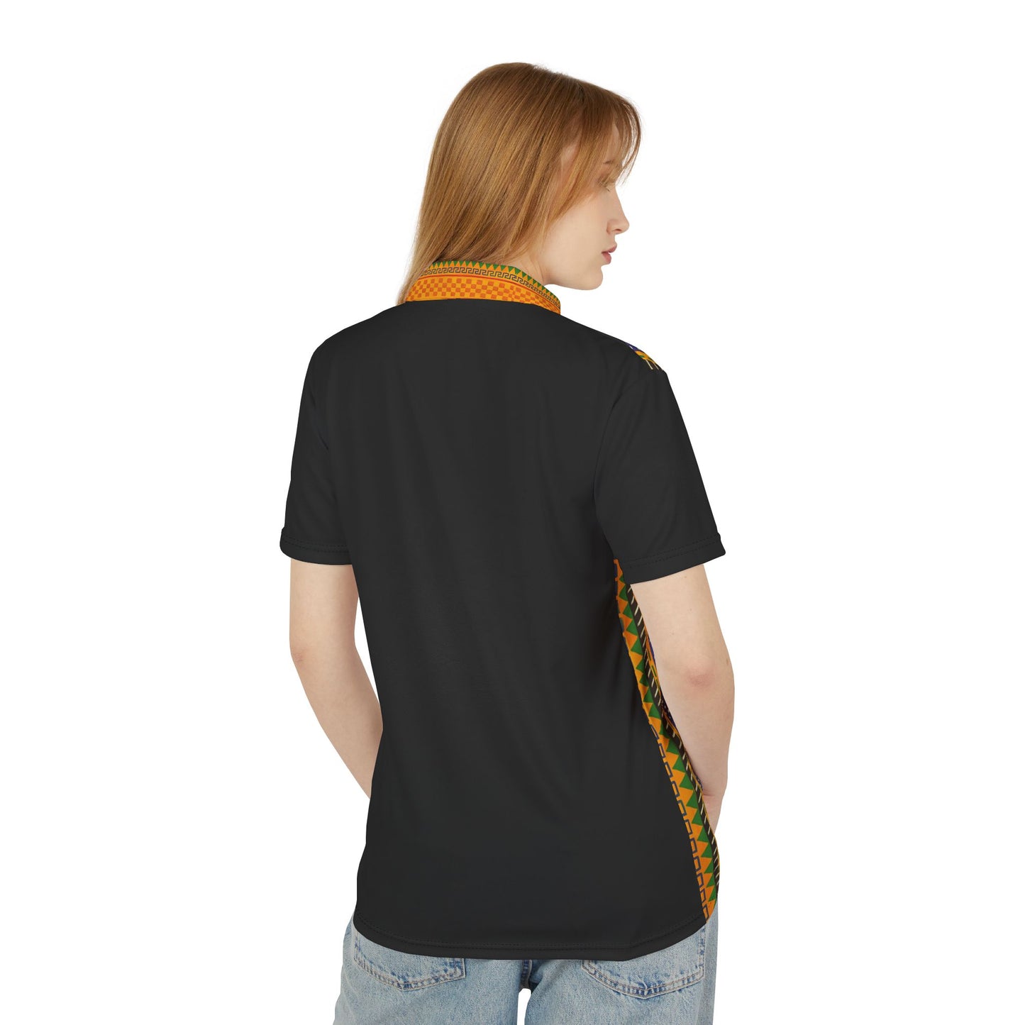 African Kente Stripe Polo Shirt — Vibrant Cultural Print Golf Polo