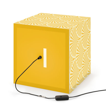 Yellow Art Deco Cube Lamp — Geometric Pattern Pendant Light