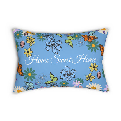 Home Sweet Home Floral Lumbar Pillow - Cozy Accent for Living Room
