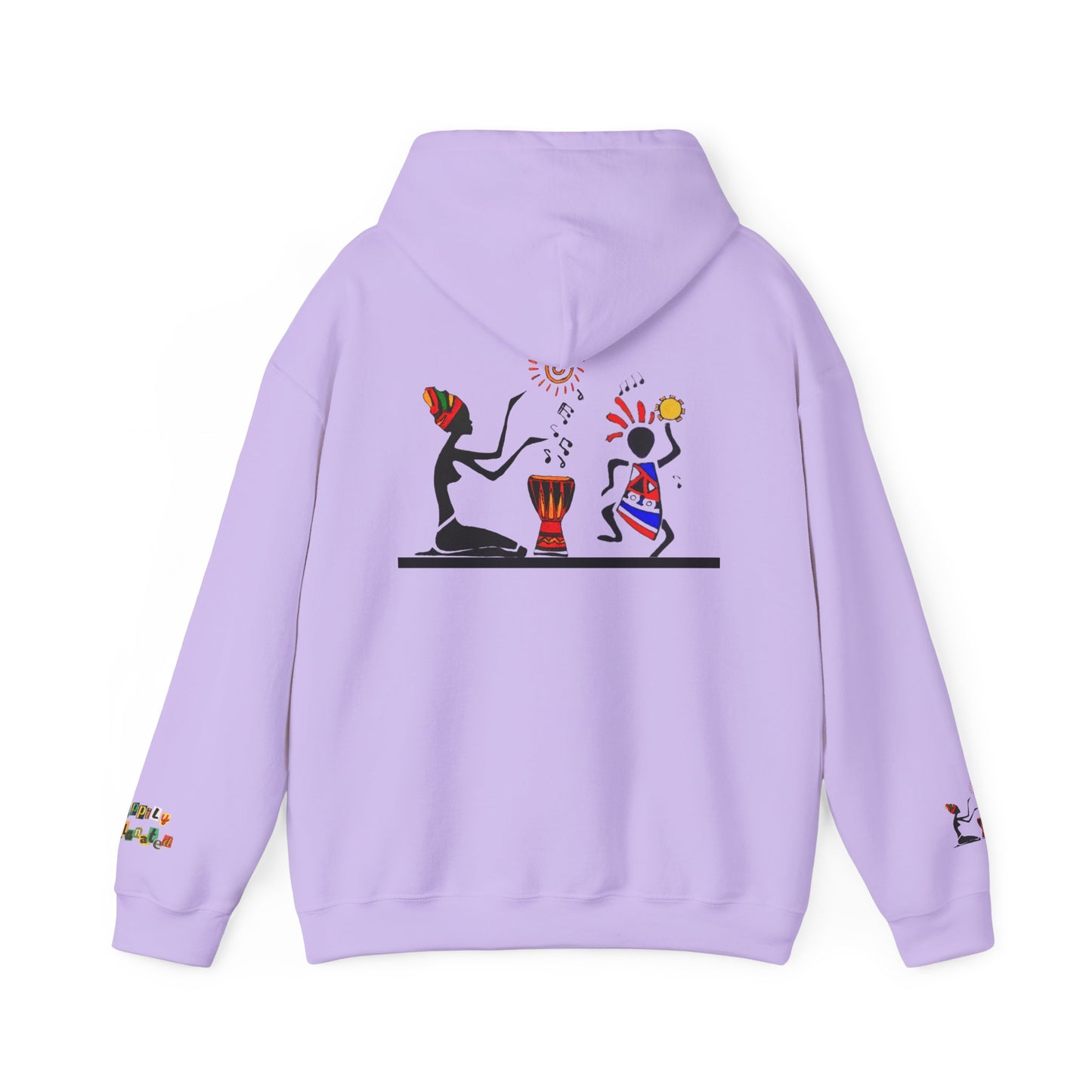 Ethnic Streetwear Pullover Hoodie, Hand-Drawn Tribal Music Art, Urban Fashion