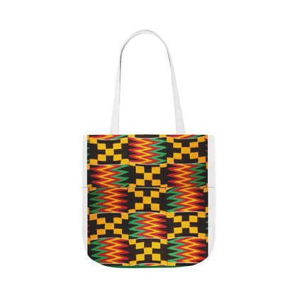 Kente Pattern Canvas Tote Bag — Vibrant African Print Market Tote