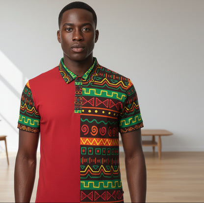 Unisex African Print Polo Shirt — Bold Kente-Inspired Pattern