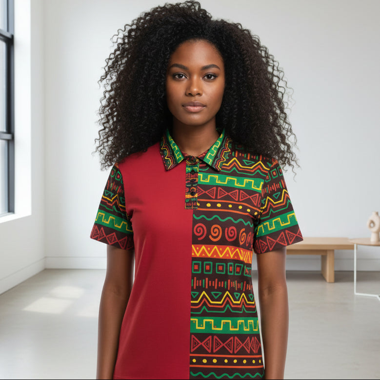 Unisex African Print Polo Shirt — Bold Kente-Inspired Pattern