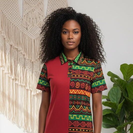 Unisex African Print Polo Shirt — Bold Kente-Inspired Pattern Printify