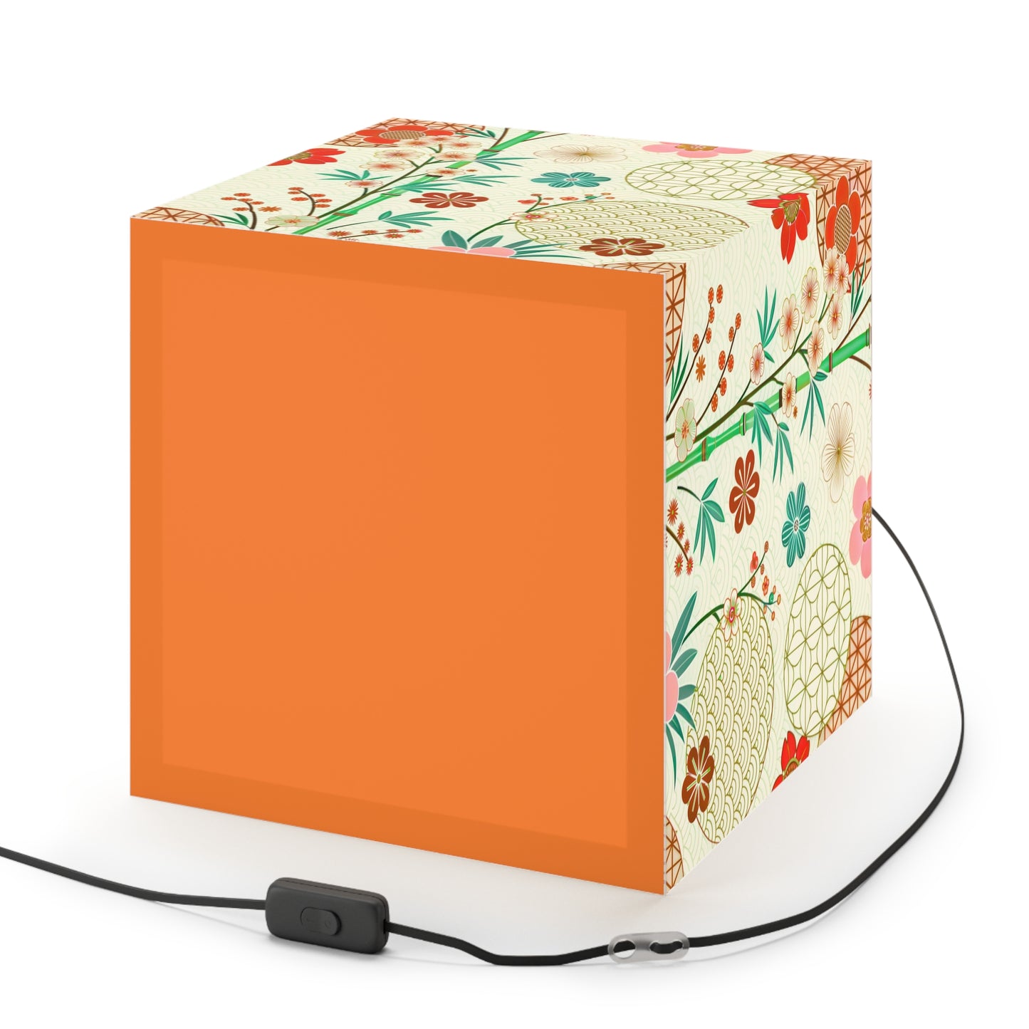 Japanese Floral Cube Lamp — Vintage Sakura Pattern Light Cube