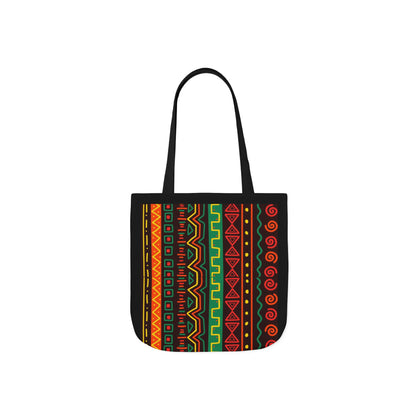 Afrocentric Pattern Canvas Tote — Colorful Tribal Stripe Beach & Market Bag