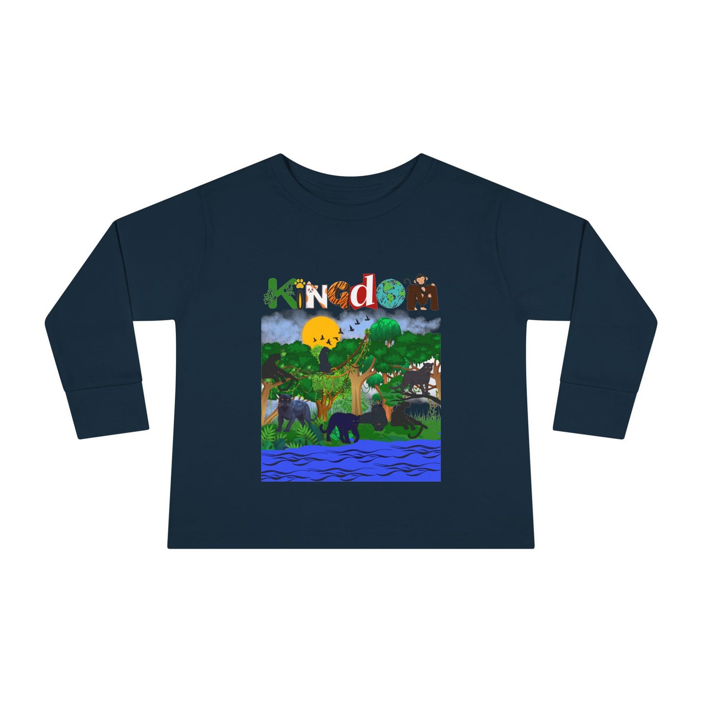 Panther Themed Toddler Tee, Wildlife Graphic Long Sleeve Shirt, Jungle Cat Children's Top