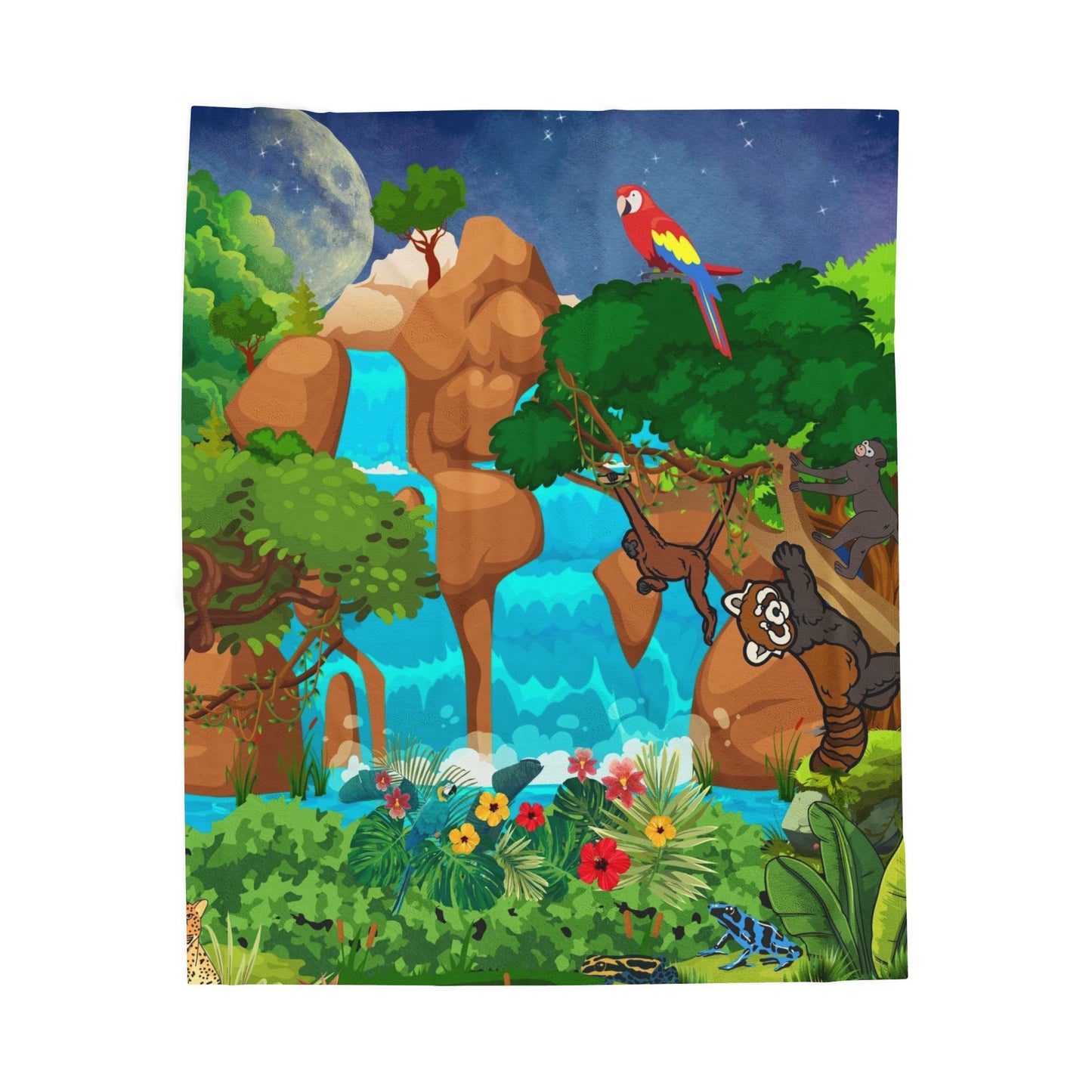 Tropical Jungle Velveteen Plush Blanket - Cozy Throw for Nature Lovers, Home Decor