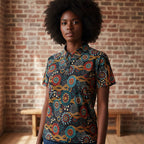 Unisex Tribal Print Polo Shirt — Colorful Aboriginal-Inspired Design