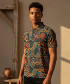 Unisex Tribal Print Polo Shirt — Colorful Aboriginal-Inspired Design