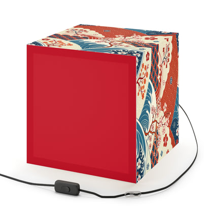 Japanese Wave & Cherry Blossom Light Cube Lamp
