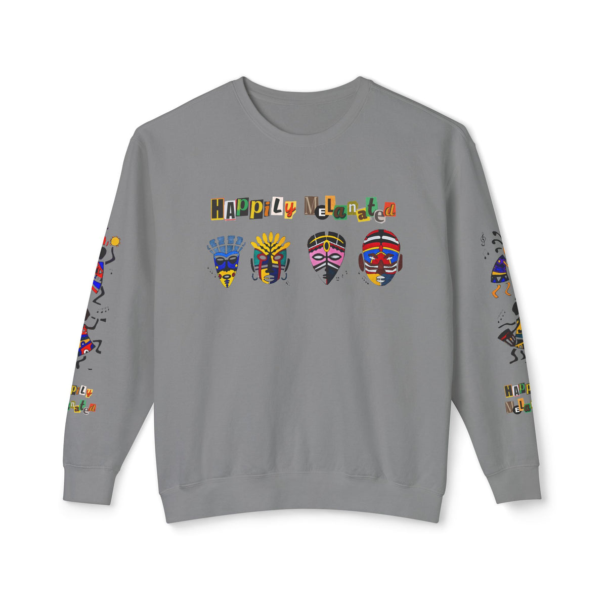 Handcrafted Afro Music Cartoon Graphic Unisex Lightweight Crewneck Sweatshirt Printify