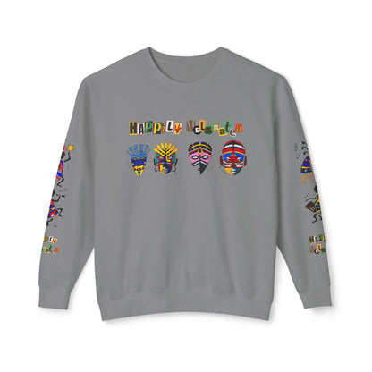 Handcrafted Afro Music Cartoon Graphic Unisex Lightweight Crewneck Sweatshirt