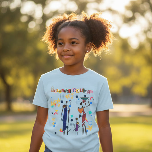 Afro Music Art Kids T-Shirt, Handcrafted Tee for Children, Kid's Graphic Tee