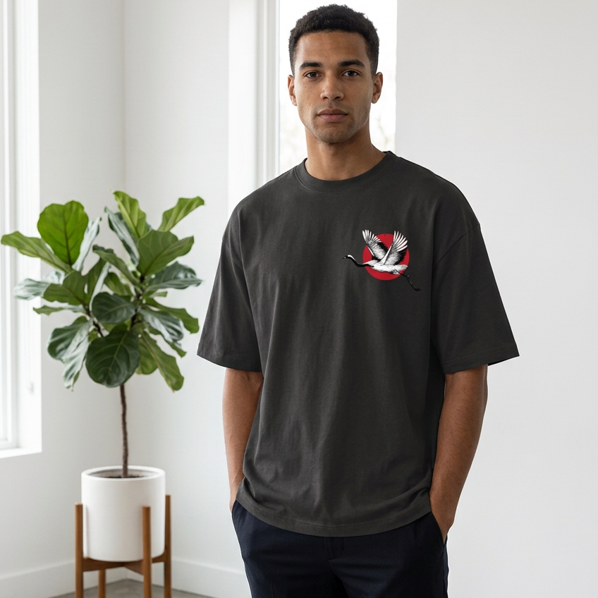 Red-Crowned Craned Graphic Unisex Seamless Unisex T-Shirt
