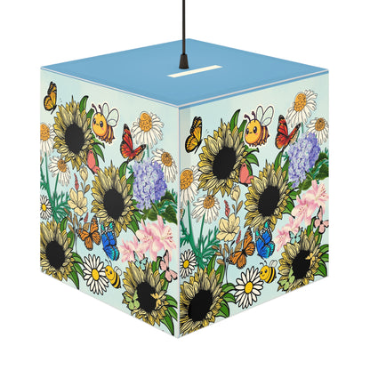 Sunflower Meadow Light Cube Lamp — Floral Bee & Butterfly Hanging Nightlight