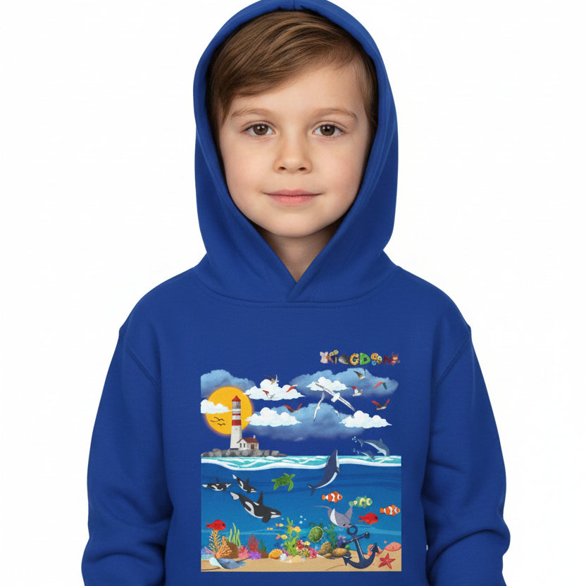 Ocean Friends Toddler Pullover Fleece Hoodie, Aquatic Theme Sweatshirt for Kids Printify