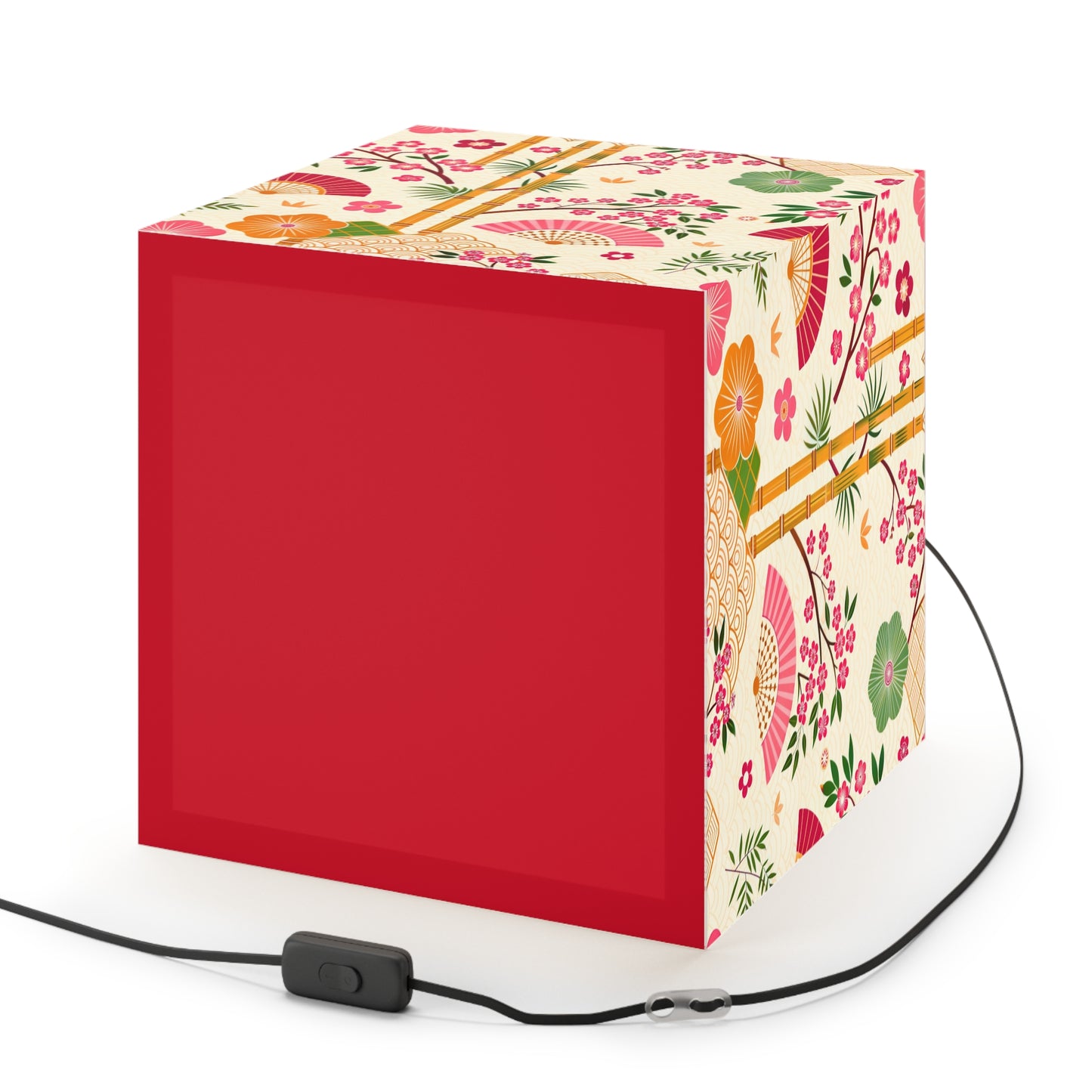 Japanese Floral Cube Lamp — Sakura Fans & Bamboo Light Cube